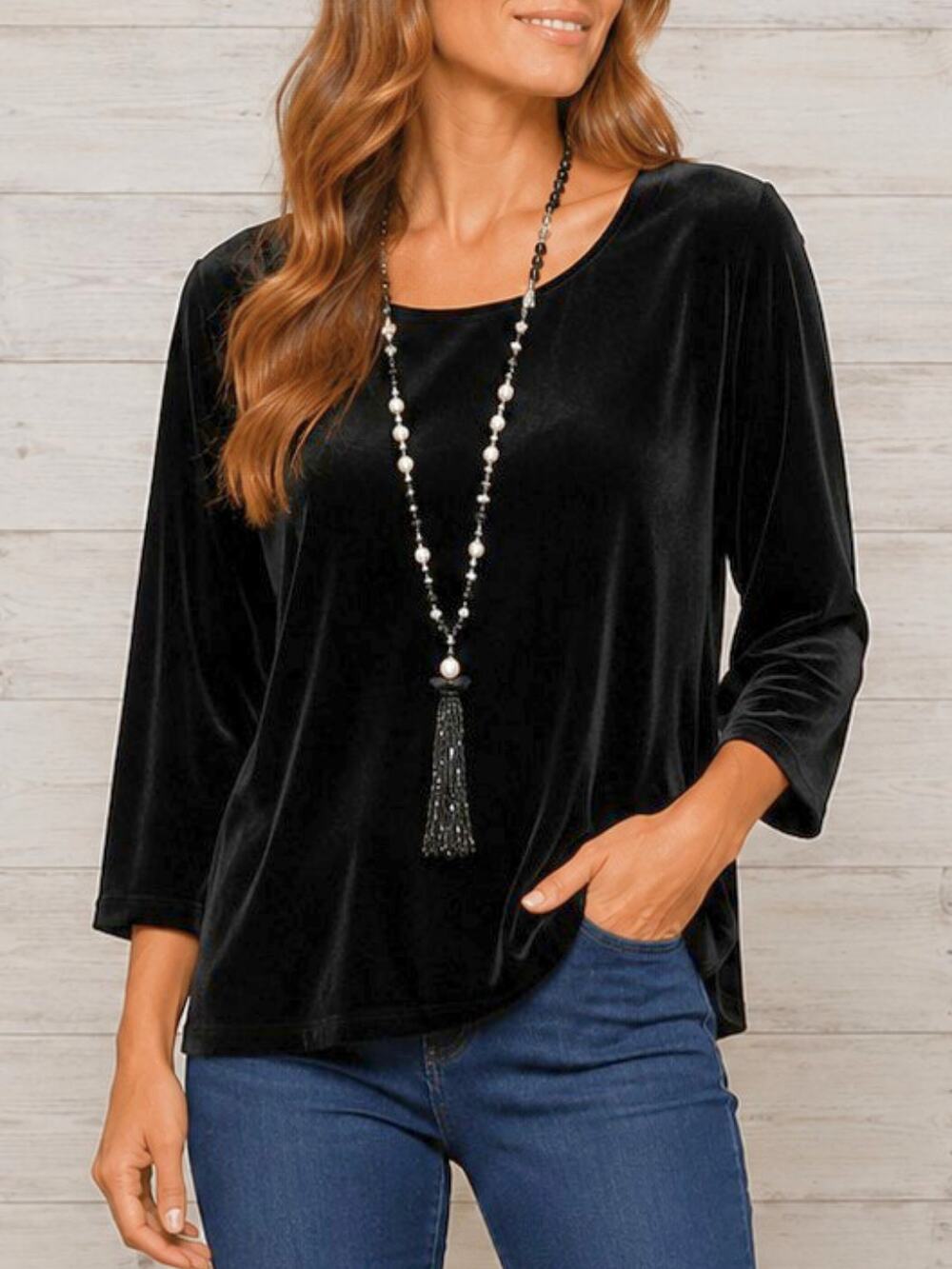 J.Jill Black Stretch Velvet Top S Chic Minimalist Holiday Party